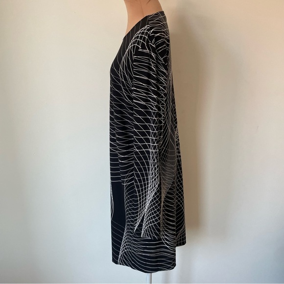 Norma Kamali Electric Circus Geometric Print Long Sleeve Jersey Shift Dress Sz L - Picture 2 of 9